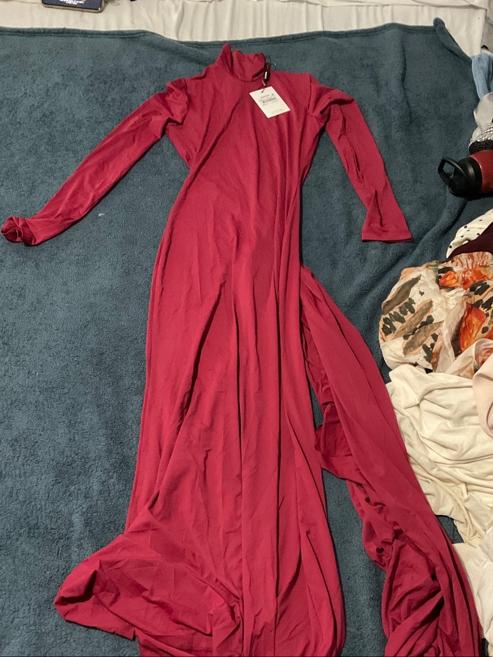 Bardot Long-Sleeve Maxi Dress in Berry Pink